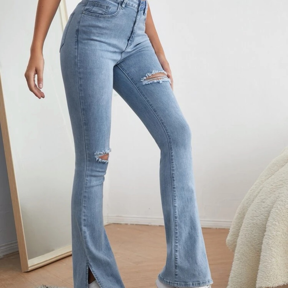High waist ripped flare jeans - SHEIN